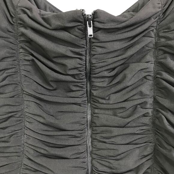 Self-Portrait Ruched Top Women Sz 10 Black Jersey Mesh Long Sleeve Night Out - Picture 5 of 11